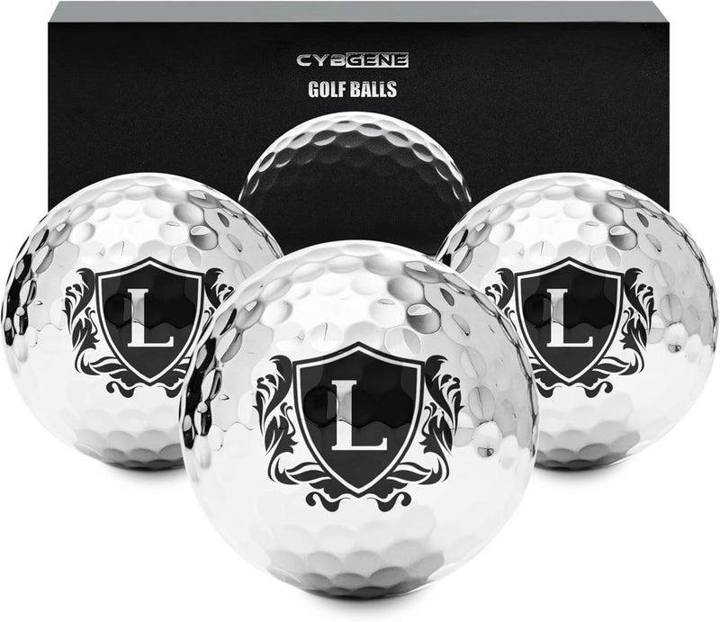 CybGene Personalized Golf Balls for Men, Unique Golf Gifts, Cool Accessories for Golfers, Golf Lovers, for Birthday and Christmas, Silver - Image 1